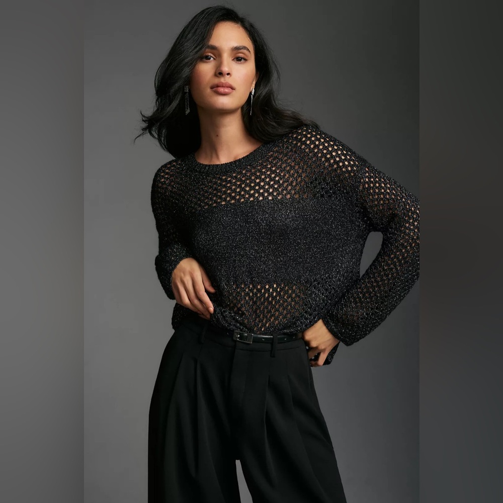 Anthropologie Black Off-the-Shoulder Sweater